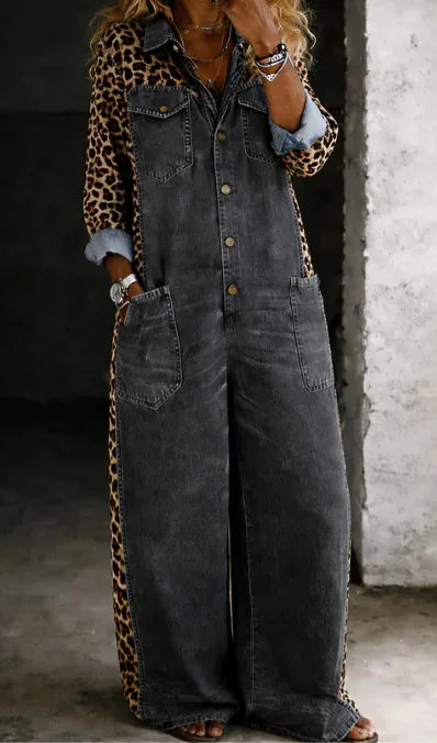 Blythe | Women's Denim Shirt Jumpsuit - Size:XS;Color:Black