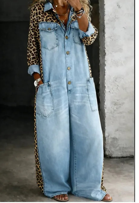 Blythe | Women's Denim Shirt Jumpsuit - Size:XS;Color:Blue
