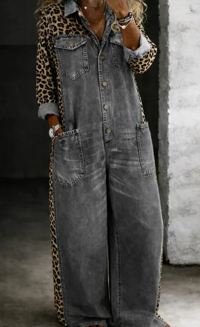 Blythe | Women's Denim Shirt Jumpsuit - Size:XS;Color:Grey