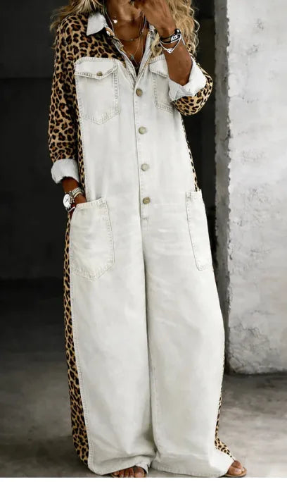 Blythe | Women's Denim Shirt Jumpsuit - Size:XS;Color:White