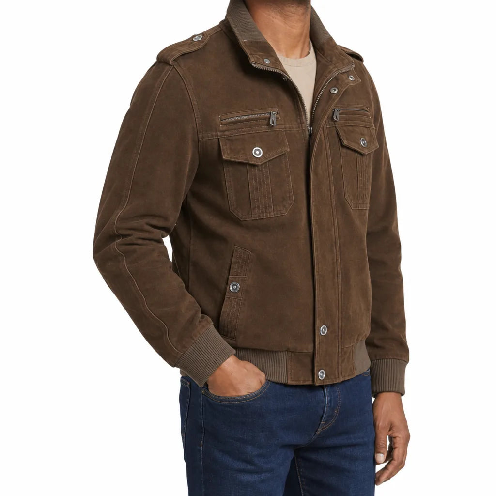 Men's Brown Renee Cotton Flight Jacket