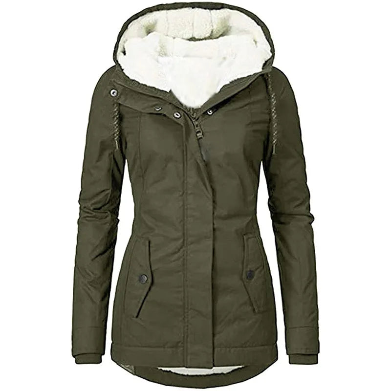 Bowen | Women's Sherpa Winter Coat   - Color:Army Green;Size:XS