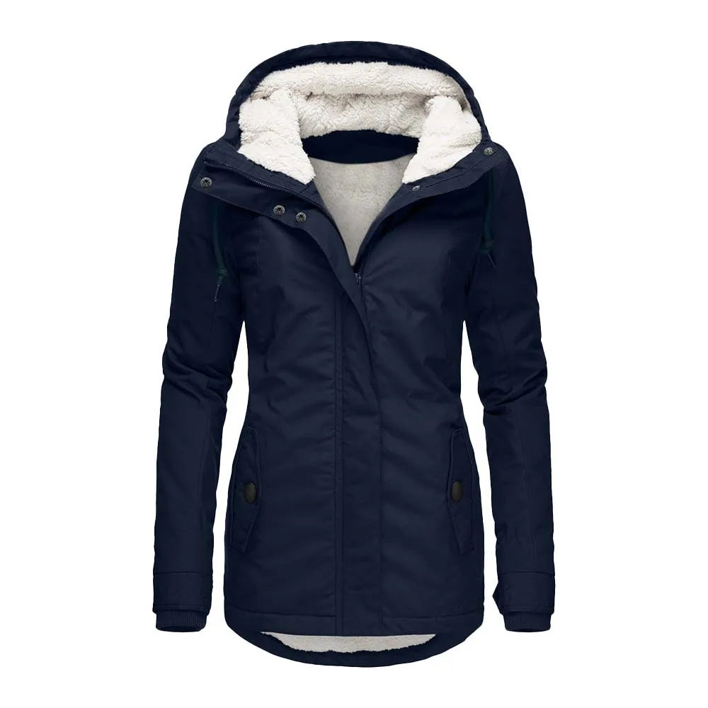 Bowen | Women's Sherpa Winter Coat   - Color:Navy;Size:XS