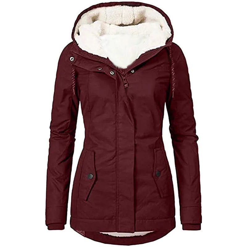 Bowen | Women's Sherpa Winter Coat   - Color:Red Wine;Size:XS