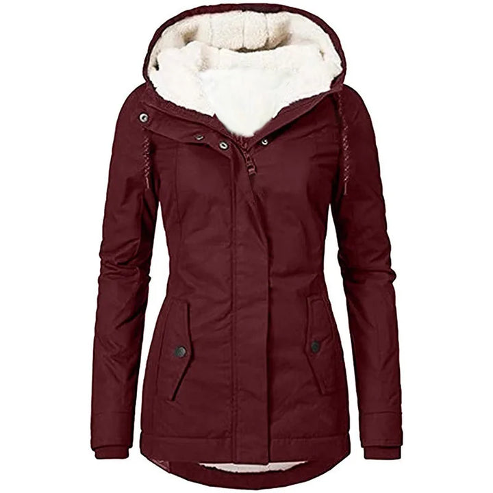 Bowen | Women's Sherpa Winter Coat   - Color:Red Wine;Size:XS