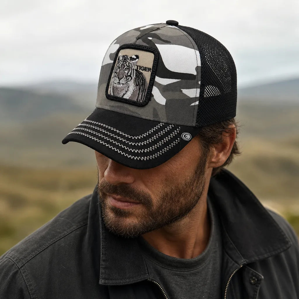 Men's Black Fitzgerald Embroidered Trucker Cap