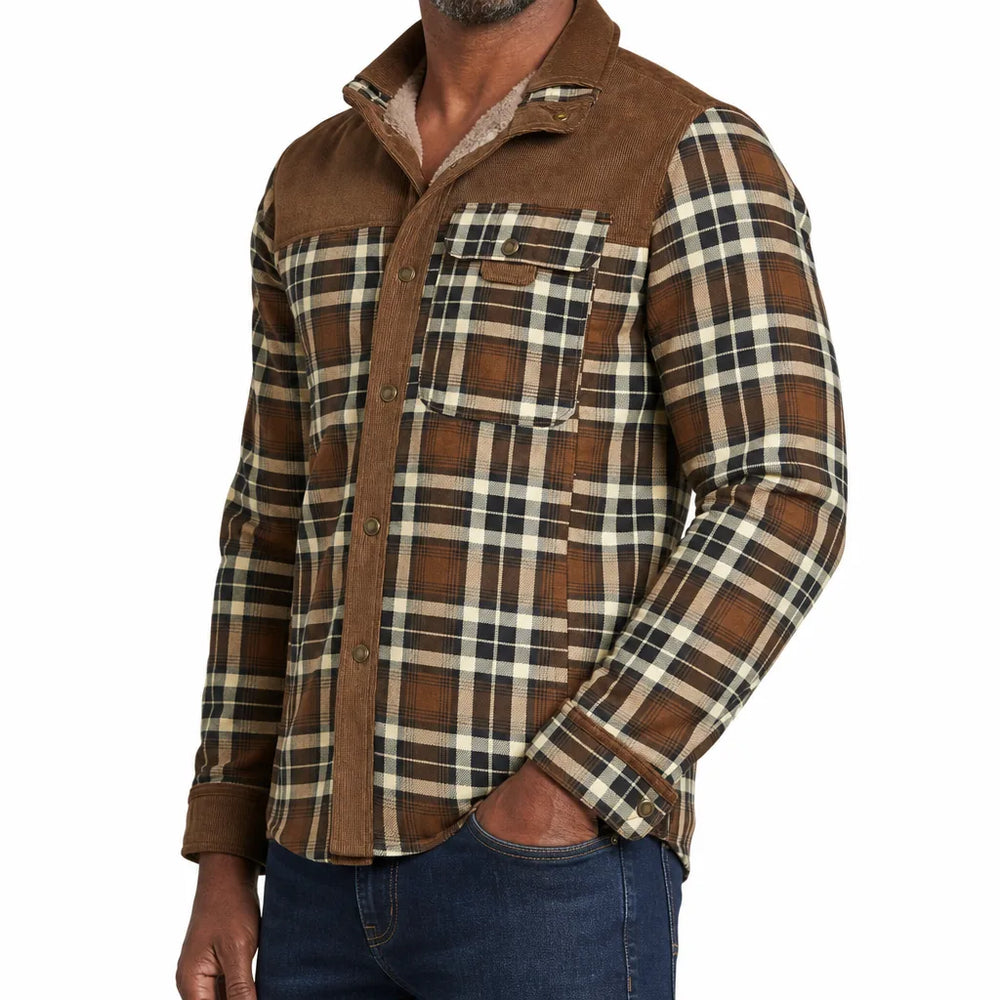 Men's Brown Stein Plaid Cotton Jacket