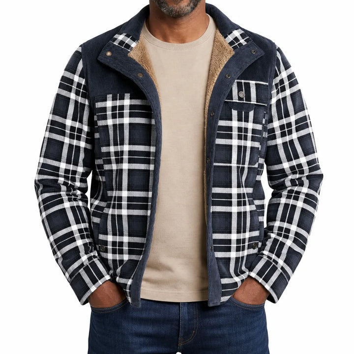 Bram | Plaid Warm Fall Jacket - Color:Gray;Size:XS
