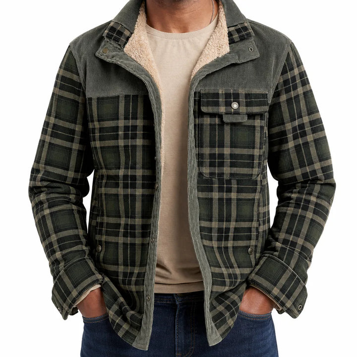 Bram | Plaid Warm Fall Jacket - Color:Green;Size:XS
