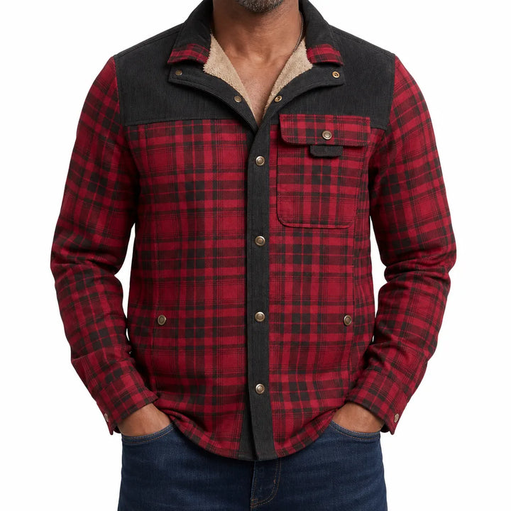 Bram | Plaid Warm Fall Jacket - Color:Red;Size:XS