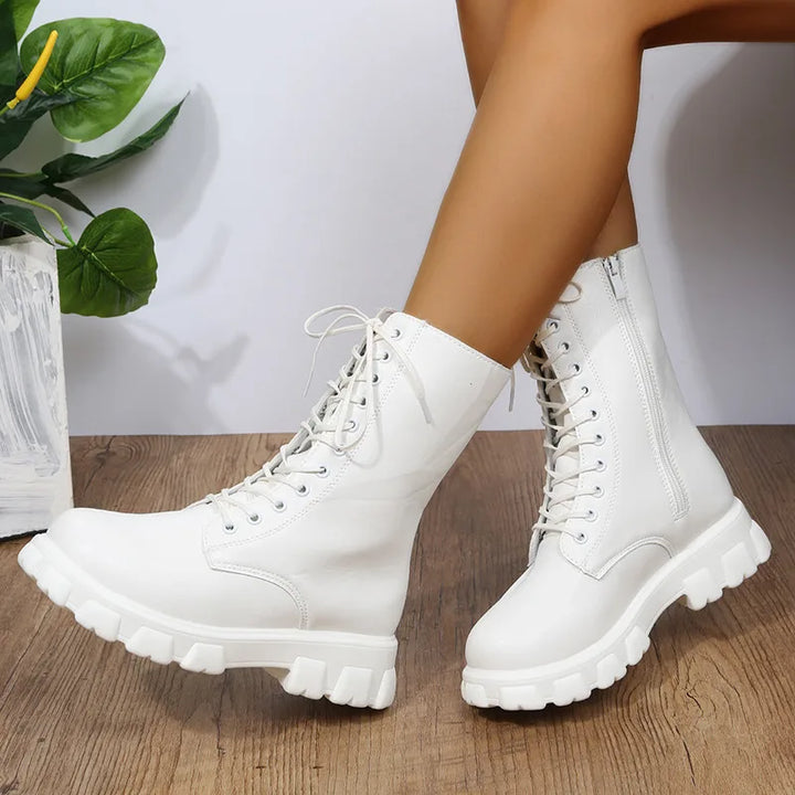 Brandt | Women's Orthopedic Lace-Up Boots - Color:White;Size:35