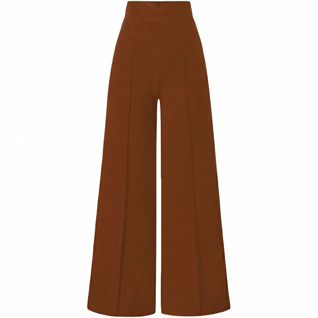 Bridget High-Waist Trousers - Color:Brown;Size:XS