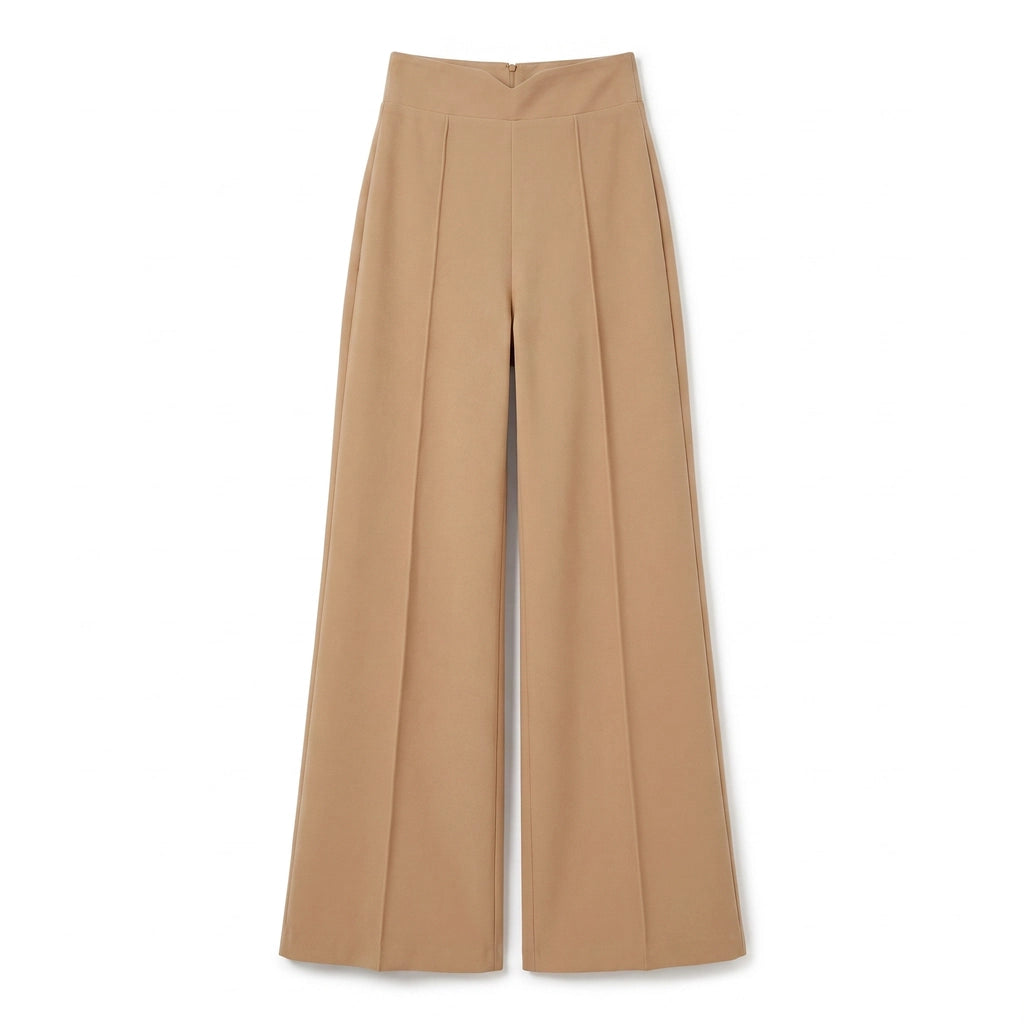 Bridget High-Waist Trousers - Color:Khaki;Size:XS