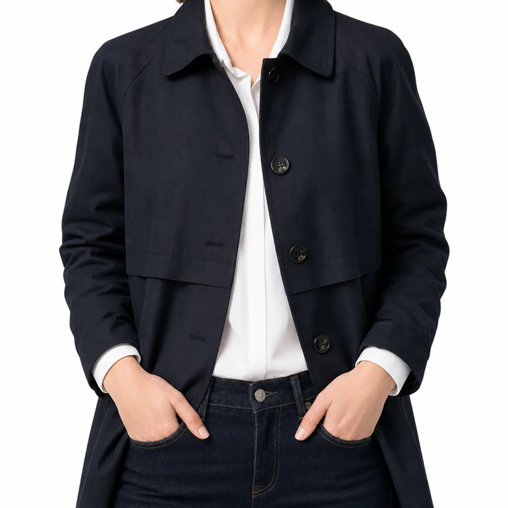 Bridget | Women's Cropped Fall Trench Coat - Color:Black;Size:XS