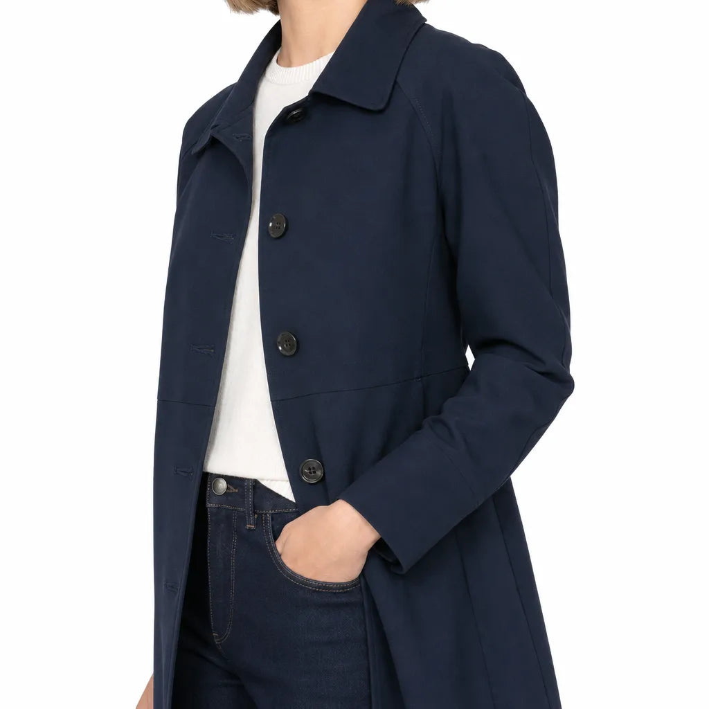 Women's Blue Caldwell Straight Trench Coat