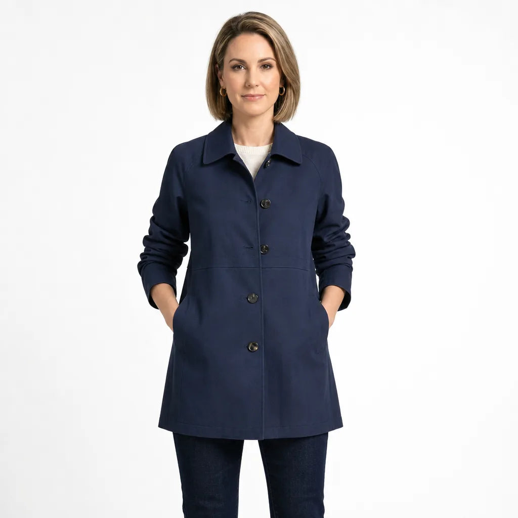 Women's Blue Caldwell Straight Trench Coat
