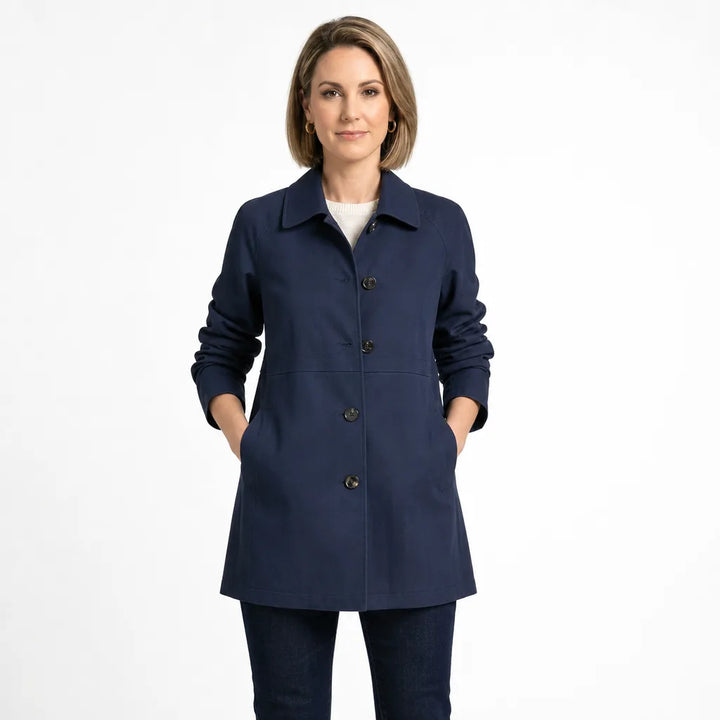 Women's Blue Caldwell Straight Trench Coat