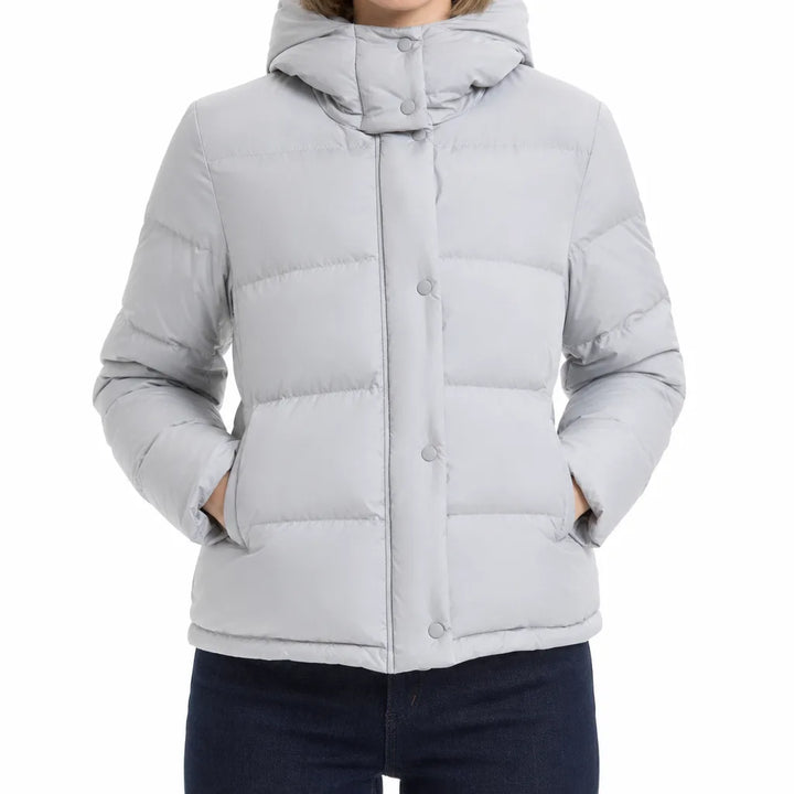 Brielle Hooded Puffer Jacket - Color:Gray;Size:XS