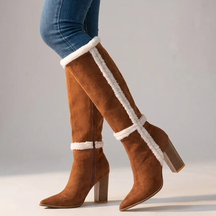 Brielle | Women's Sherpa Lined Knee High Boots - Color:Brown;Size:35