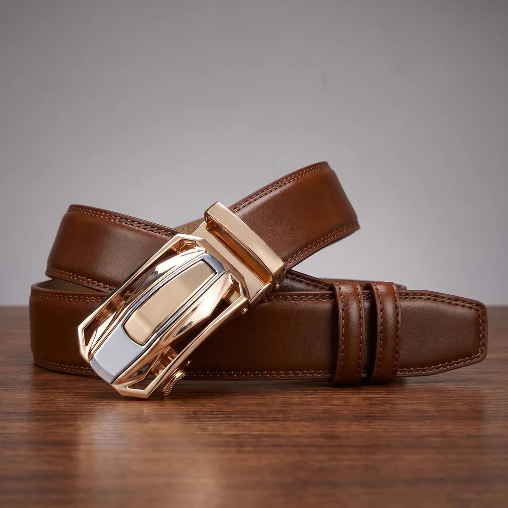 Bronson | Men's Belts - Color:Gold Buckle/ Brown Belt