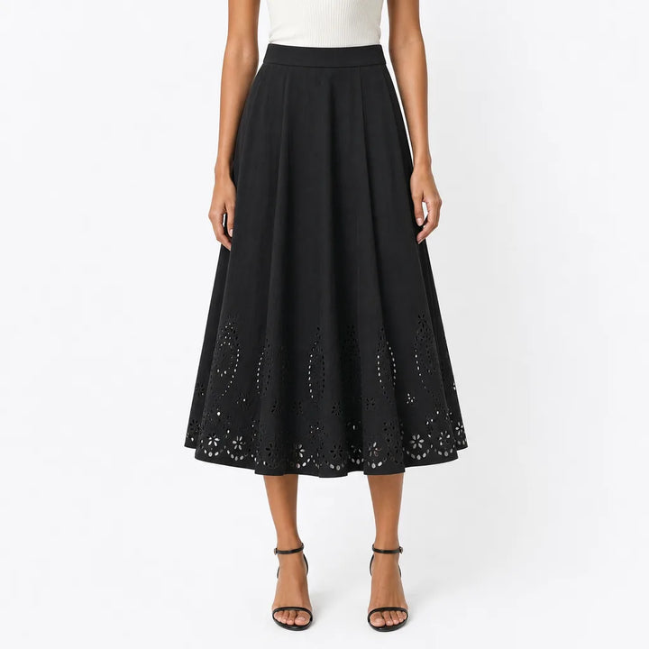 Women's Black Worth Cutout Midi Skirt