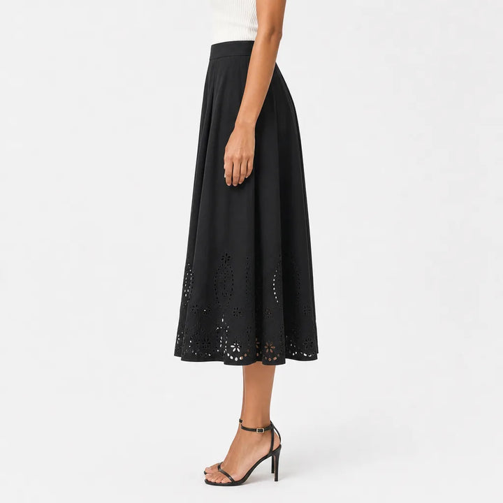 Women's Black Worth Cutout Midi Skirt