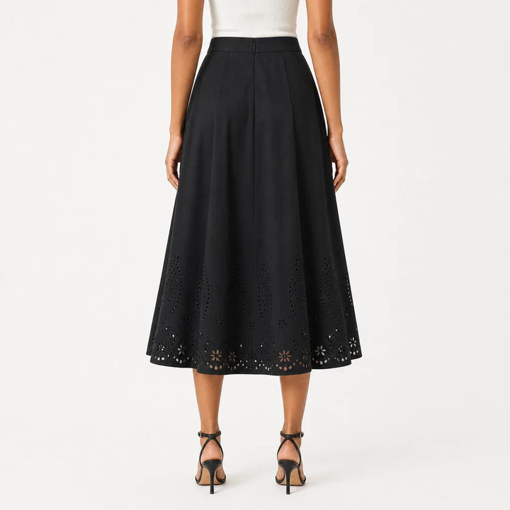 Women's Black Worth Cutout Midi Skirt