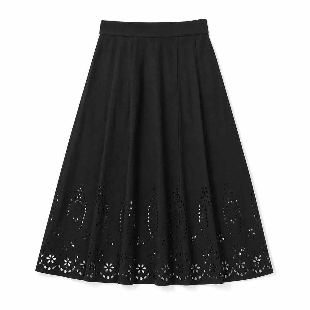 Brooke Midi Skirt - Color:Black;Size:M