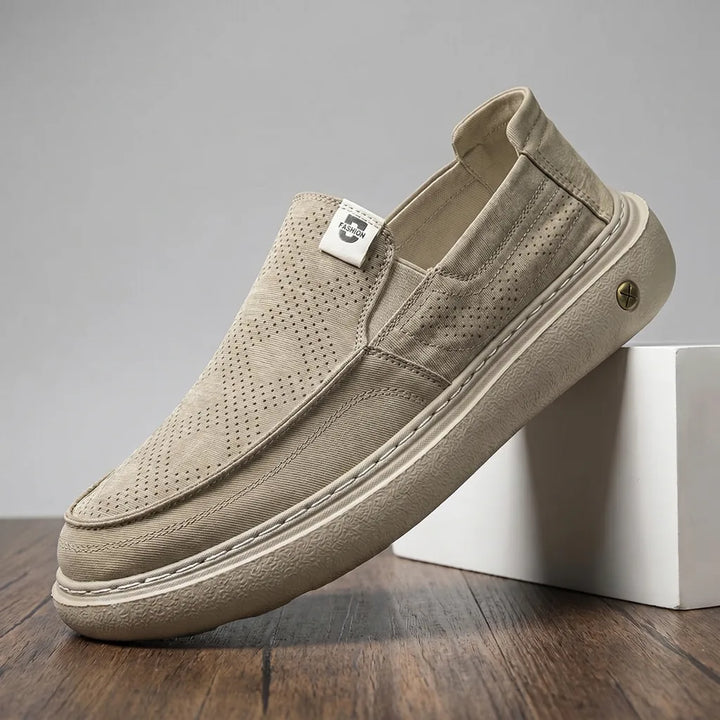 Khaki Tiernan Canvas Slip-On Loafers 1