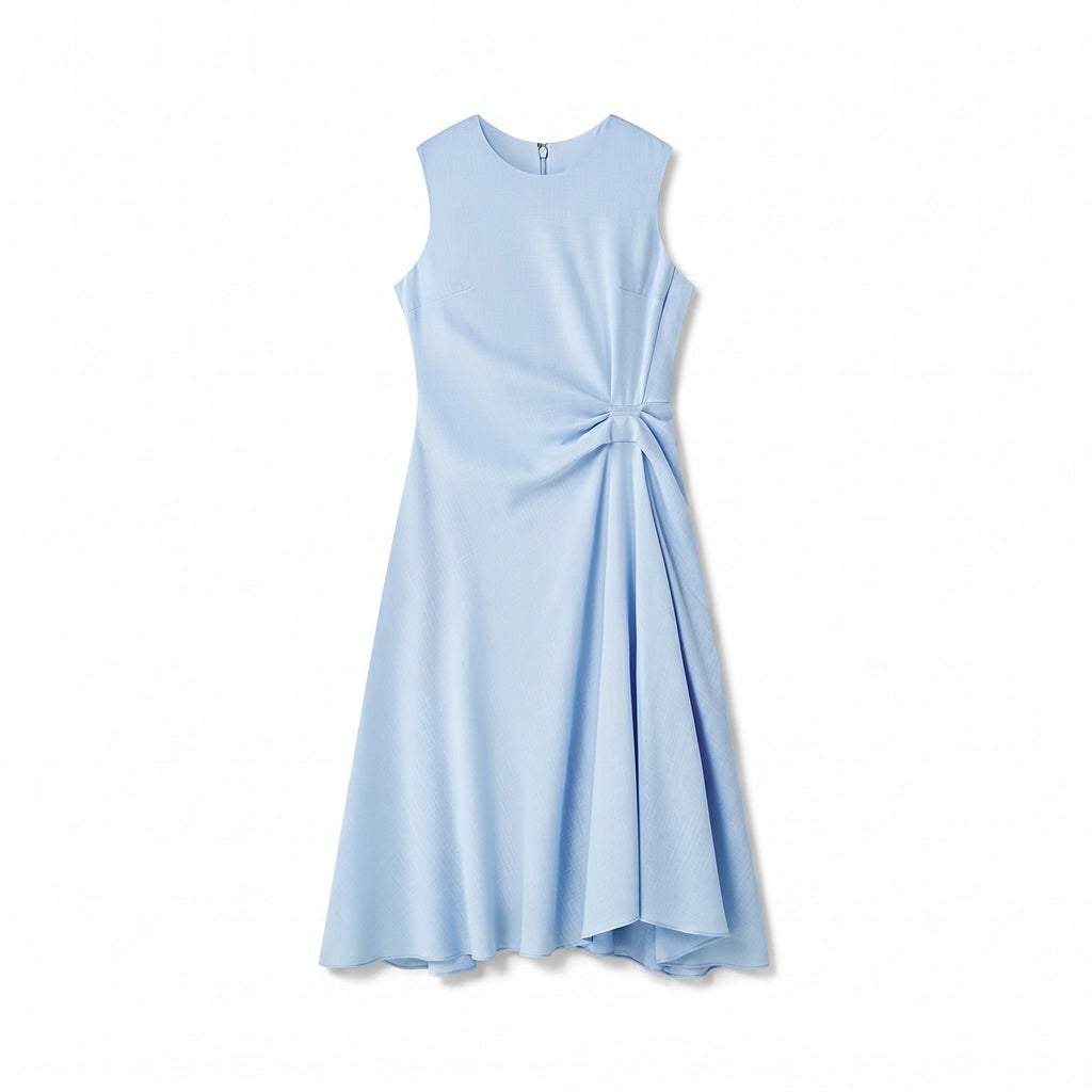 Bryony Ribbed Midi Dress - Color:Sky Blue;Size:XS