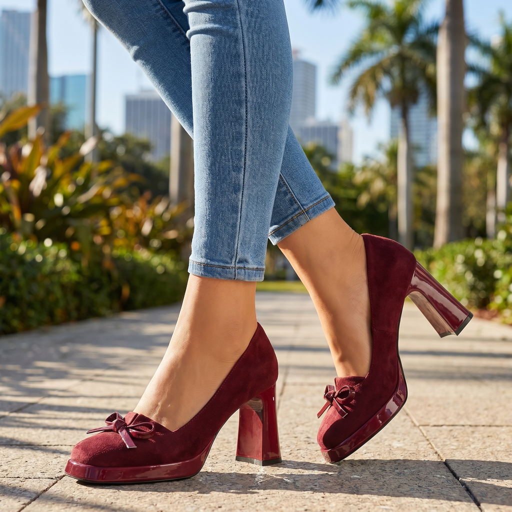 Burgundy Seven Trees Suede Platforms 2