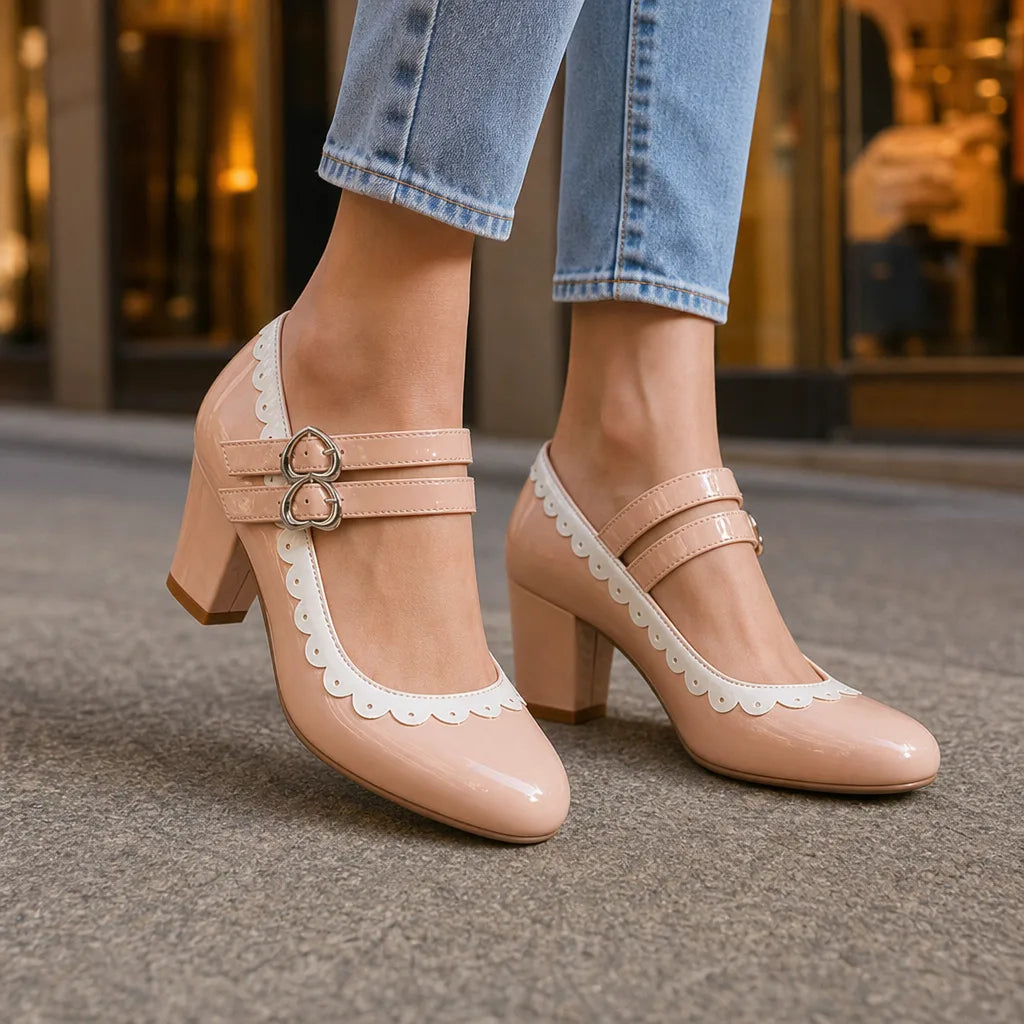 Women's Pink Burnett | Women's Orthopedic Double-Strap Mary Jane Heels