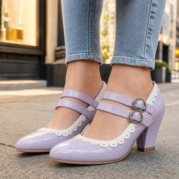 Women's Purple Burnett | Women's Orthopedic Double-Strap Mary Jane Heels