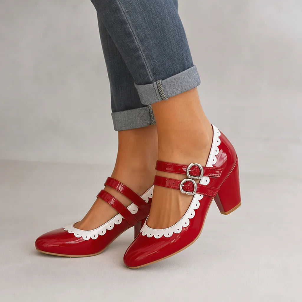 Burnett | Women's Orthopedic Mary Jane Heels - Color:Red;Size:35