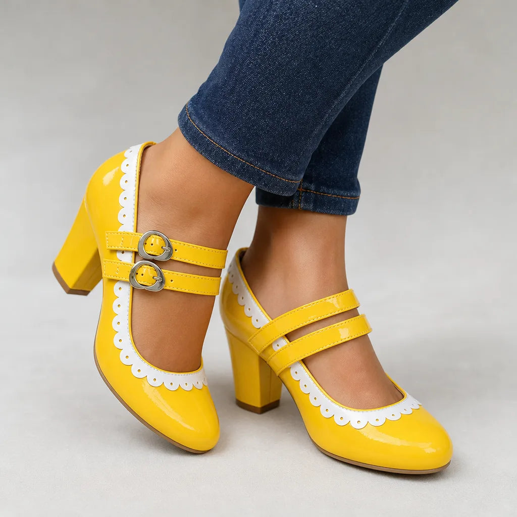 Burnett | Women's Orthopedic Mary Jane Heels - Color:Yellow;Size:35