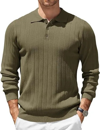 Byron  | Men's Ribbed Knit Sweater  - Size:XS;Color:Army Green