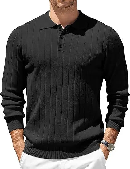 Byron  | Men's Ribbed Knit Sweater  - Size:XS;Color:Black