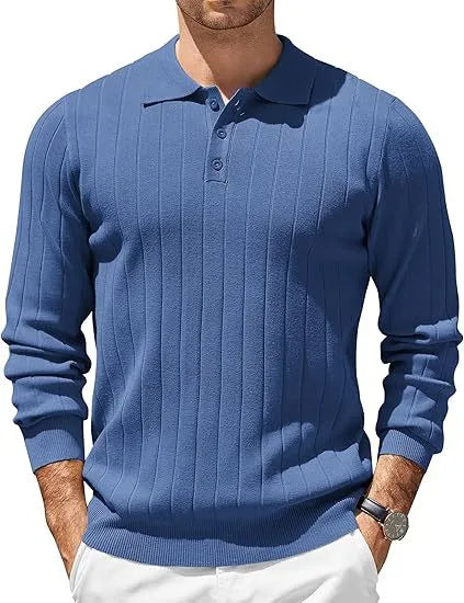 Byron  | Men's Ribbed Knit Sweater  - Size:XS;Color:Blue