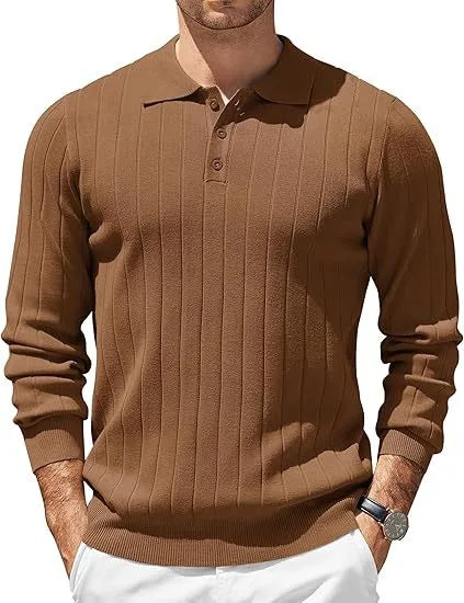 Byron  | Men's Ribbed Knit Sweater  - Size:XS;Color:Brown
