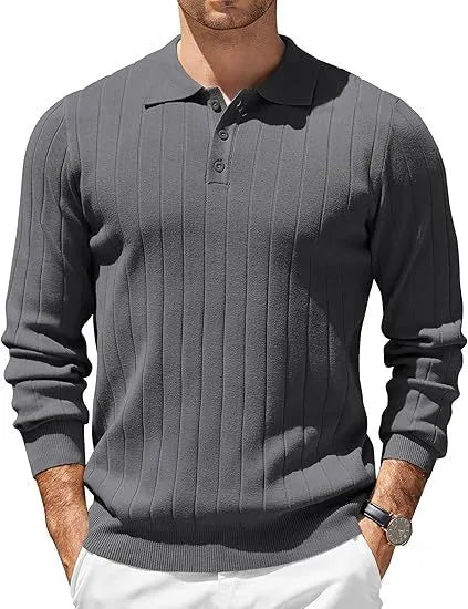 Byron  | Men's Ribbed Knit Sweater  - Size:XS;Color:Gray