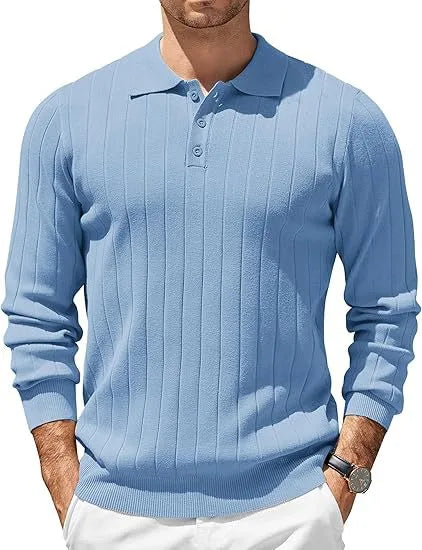 Byron  | Men's Ribbed Knit Sweater  - Size:XS;Color:Light Blue
