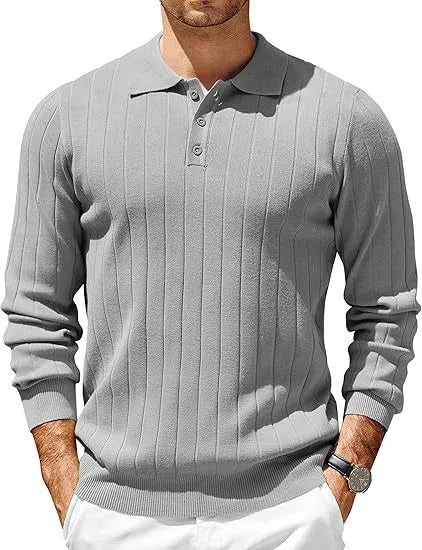 Byron  | Men's Ribbed Knit Sweater  - Size:XS;Color:Light Gray