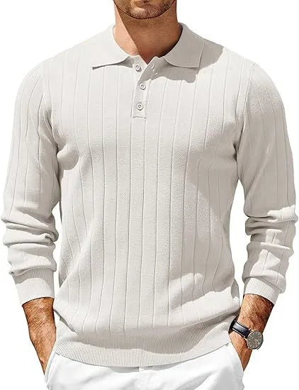 Byron  | Men's Ribbed Knit Sweater  - Size:XS;Color:White