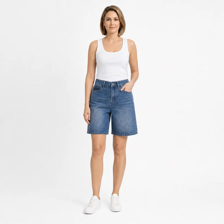 Women's Oxford High Waist Denim Shorts