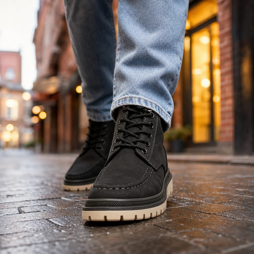 Men's Black Caldwell Moc-Toe Work Boots