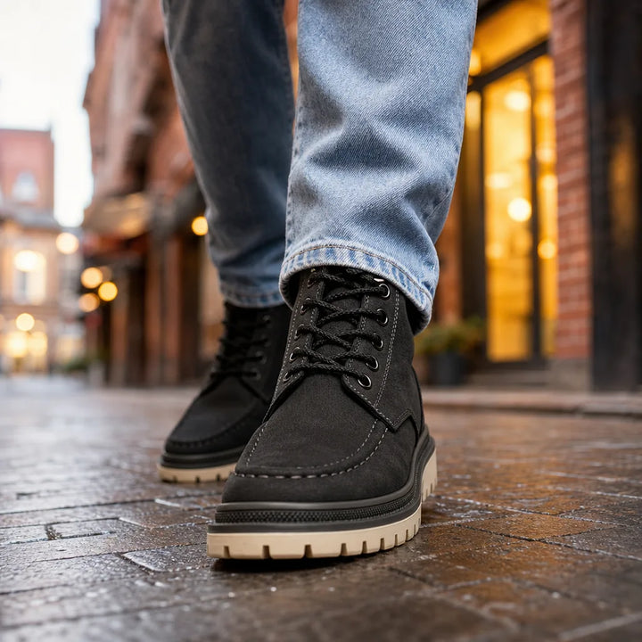 Men's Black Caldwell Moc-Toe Work Boots