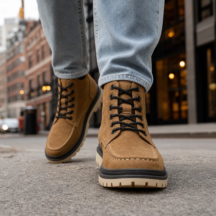 Men's Beige Caldwell Moc-Toe Work Boots