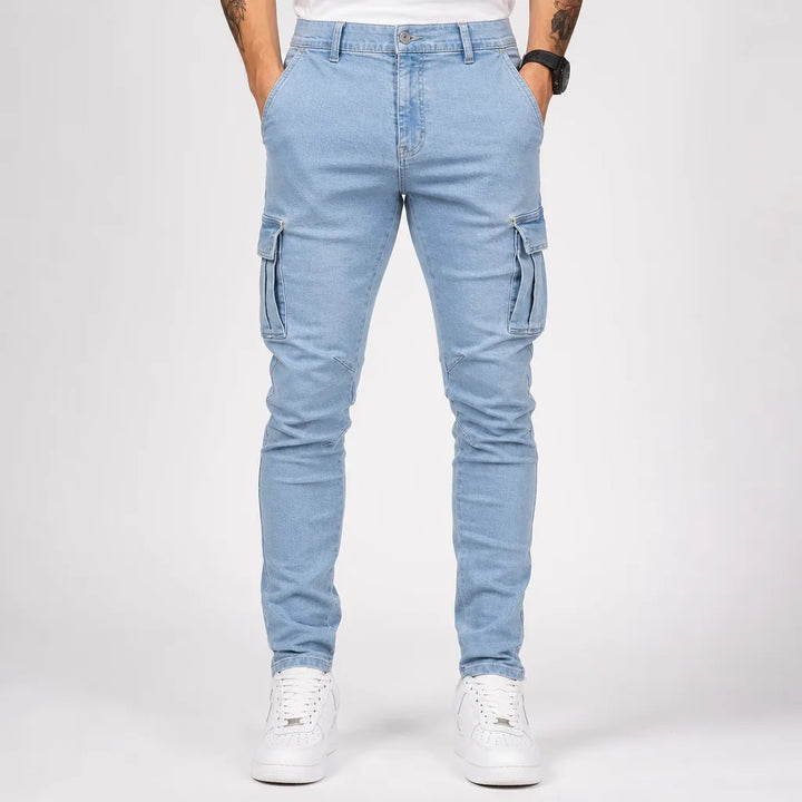 Callahan | Baggy Skinny Fit Wide Leg Jeans - Color:Blue;Size:XXS
