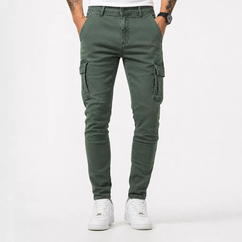 Callahan | Baggy Skinny Fit Wide Leg Jeans - Color:Green;Size:XXS