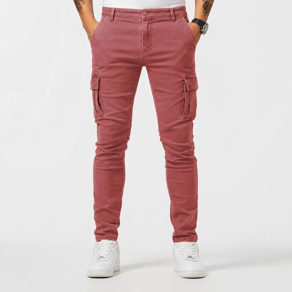 Callahan | Baggy Skinny Fit Wide Leg Jeans - Color:Red;Size:XXS